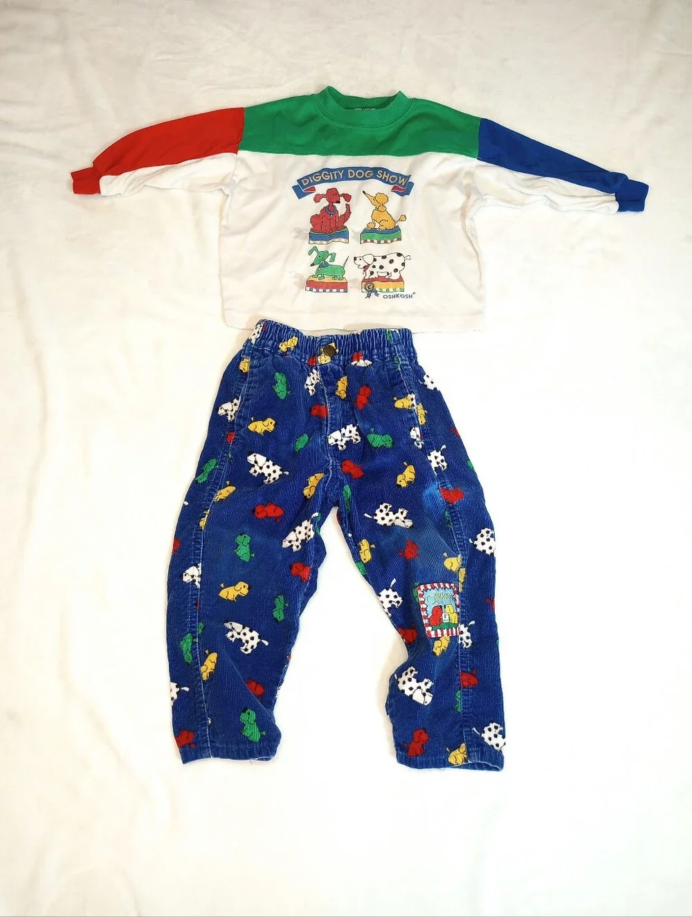 Oshkosh B'gosh Kennel Club Diggity Dog Show Outfit Corduroy Pants Retro 80s Vtg